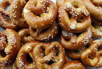 Baked pretzels on the pile