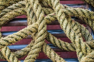 Ship rope made of hemp in detail