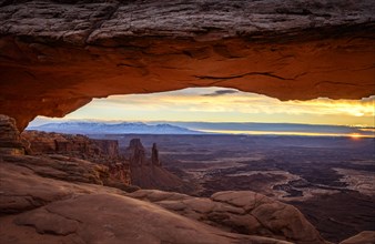 View through arch Mesa Arch at sunrise