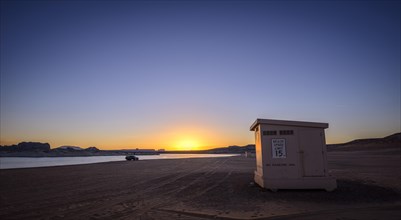 Beach cabin at sunrise