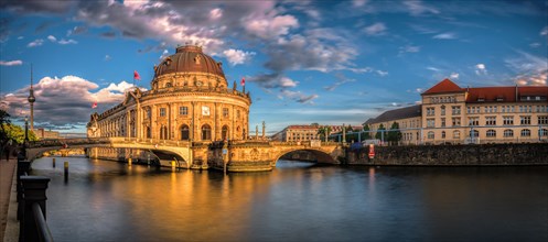 Bode Museum on the River Spree with the old artillery barracks in Berlin
