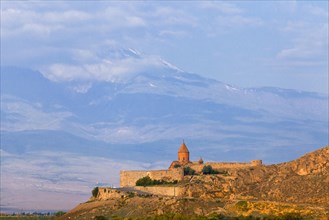 Monastery Khor Virap and the slopes of Ararat Mountain