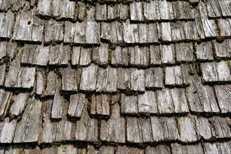 Wood shingles of a Tyrolean mountain hut