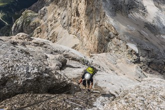 Climber on ferrata West Ridge