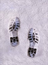 Shoe prints in snow