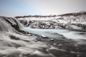 Waterfall Bruarfoss in winter