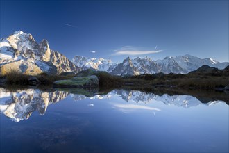 Mont Blanc massif reflected in the Lac des Chesery