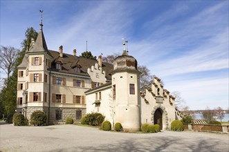 The Schloss Seeburg castle in Kreuzlingen with view of Lake Constance