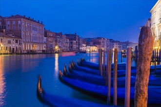 Grand Canal with gondolas at the blue hour