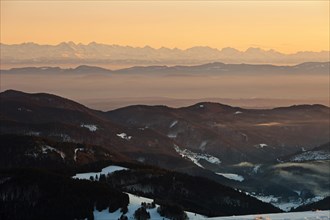View from Belchen in winter on the Swiss Alps