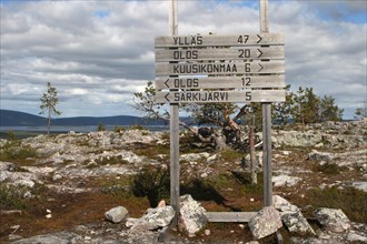 Signpost on road