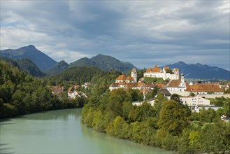 Fussen with Lech in front of Allgau Alps