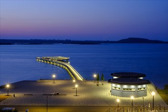 Illuminated pier in the harbour