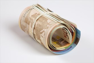 Roll of money with rubber band