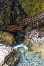 Boardwalk in the Seisenberg Gorge with Weissbach stream