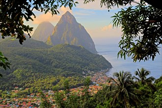 View of the village and the two Pitons