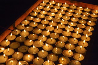 Butter lamps in a Buddhist monastery