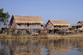 Traditional stilt houses on the Inle Lake