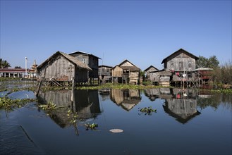 Traditional stilt houses in Inle Lake
