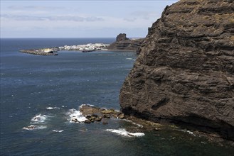 View of the rocky coast and Puerto de las Nieves