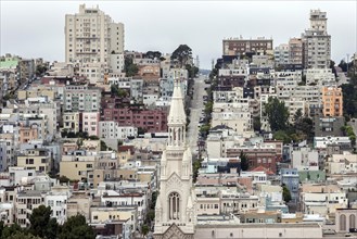 View of Filbert Street and Russian Hill houses from Telegraph Hill
