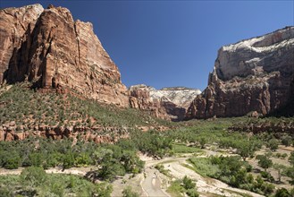 View towards Zion Canyon and North Fork Virgin River from Emerald Pools Trail