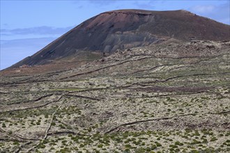 Barren landscape and volcanic mountain Arena in Villaverde