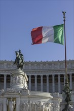 Italian flag in front of Vittorio Emmanuel II Monument