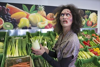 Zombie buying vegetables