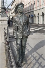Bronze statue of writer James Joyce on the Grand Canal