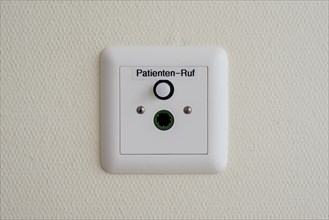Patient call button on the wall in a German hospital