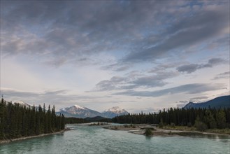 Mount Hardisty and Mount Kerkeslin with Athabasca River
