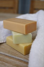 Soap pieces with terry towel