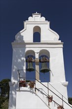 White bell tower of Vlacherna Monastery