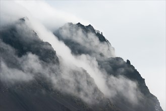 Lava mountains in the fog