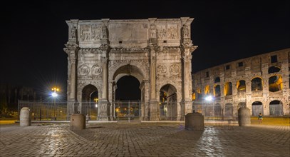 Arch of Costantine and Colosseum by night