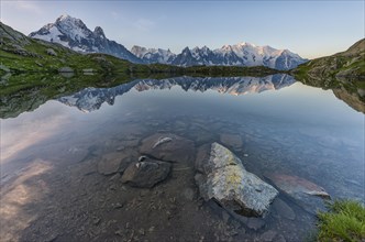 Mont Blanc reflected in Lake Cheserys