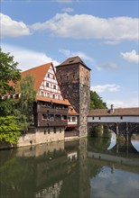 Weinstadel and water tower by the river Pegnitz