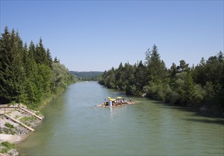 Raft trip on the river Isar