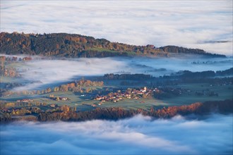 Wackersberg with morning mist