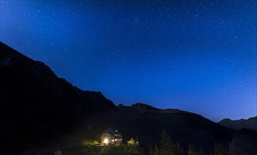 Starry sky above Gollinghutte at night