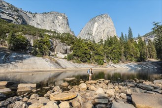 Hiker on the Merced River