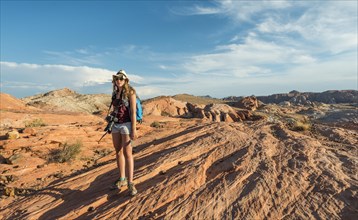 Woman hiking in the Valley of Fire State Park