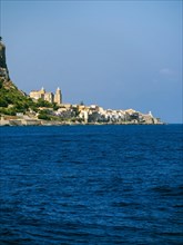 The town of Cefalu at the foot of the Rocca di Cefalu rock