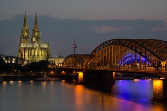 Cologne at dusk with cathedral
