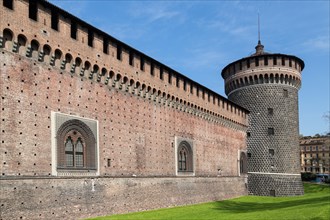 Defence tower and outer walls of Sforza Castle