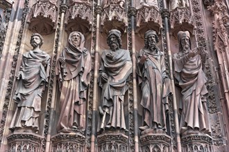 High Gothic jamb statues on the main portal of the west facade of the Strasbourg Cathedral