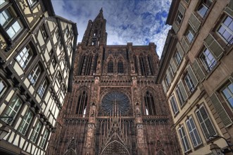 Main facade with tower of the Strasbourg Cathedral