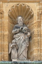 Holy sculpture in a niche at the baroque pilgrimage church of Maria Hilf