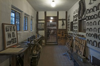 Exhibition rooms with horseshoes in the Deutsches Hirtenmuseum or German Shepherds Museum